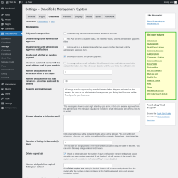 Page screenshot: Classified Ads → Settings → Classifieds