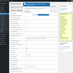 Page screenshot: Classified Ads → Debug → 
        Plugin Settings    