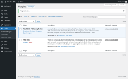 Page screenshot: Plugins ‹ Test site — WordPress