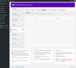 Page screenshot: Firewall &rarr; 
						Attacks log                     