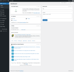 Page screenshot: Dashboard &lsaquo; Test site &mdash; WordPress