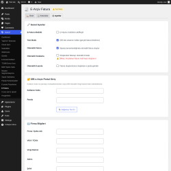 Page screenshot: Isarud &rarr; E-Fatura &rarr; 
            ⚙️ Ayarlar        