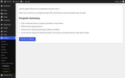 Page screenshot: Settings &rarr; Affiliation