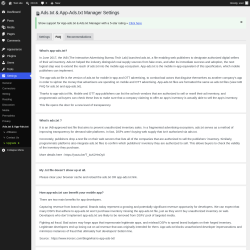 Page screenshot: Settings &rarr; Ads.txt & App-Ads.txt &rarr; FAQ