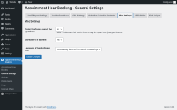 Page screenshot: Appointment Hour Booking → General Settings → Misc Settings