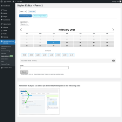 Page screenshot: Appointment Hour Booking &rarr; Styles Editor New