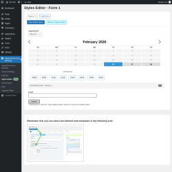Page screenshot: Appointment Hour Booking &rarr; Styles Editor New