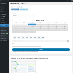Page screenshot: Appointment Hour Booking &rarr; Styles Editor New