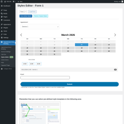 Page screenshot: Appointment Hour Booking &rarr; Styles Editor New