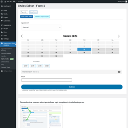 Page screenshot: Appointment Hour Booking &rarr; Styles Editor New