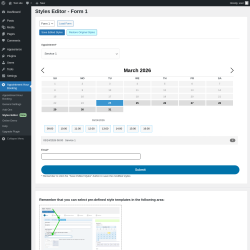 Page screenshot: Appointment Hour Booking &rarr; Styles Editor New