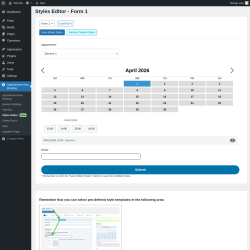 Page screenshot: Appointment Hour Booking &rarr; Styles Editor New