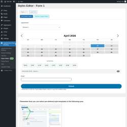 Page screenshot: Appointment Hour Booking &rarr; Styles Editor New
