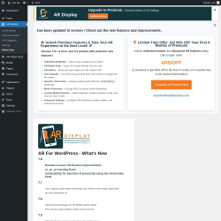 Page screenshot: AR Models &rarr; Whats New