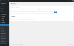 Page screenshot: ArCa Gateway → Price list