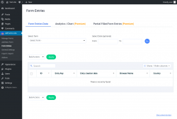 Page screenshot: ARForms Lite → Form Entries
