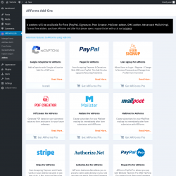 Page screenshot: ARForms Lite → Addons