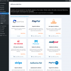 Page screenshot: ARForms Lite → Addons