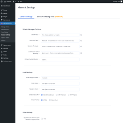 Page screenshot: ARForms Lite → General Settings