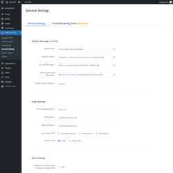 Page screenshot: ARForms Lite → General Settings