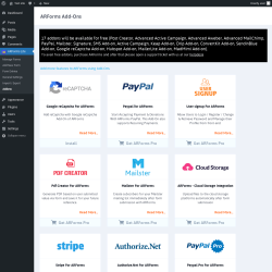 Page screenshot: ARForms Lite → Addons