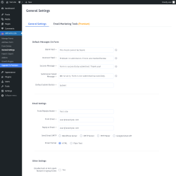 Page screenshot: ARForms Lite → General Settings