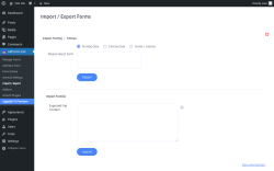 Page screenshot: ARForms Lite → Import / Export