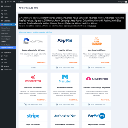 Page screenshot: ARForms Lite → Addons