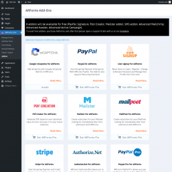 Page screenshot: ARForms Lite → Addons