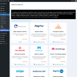 Page screenshot: ARForms → Addons