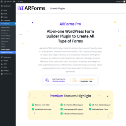 Page screenshot: ARForms → Growth Plugins