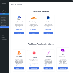 Page screenshot: ARForms → Addons