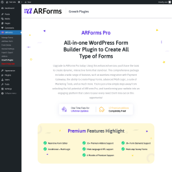 Page screenshot: ARForms → Growth Plugins