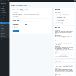 Page screenshot: Settings &rarr; ARIA Toolkit &rarr; Roles