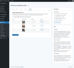Page screenshot: Settings &rarr; ARIA Toolkit &rarr; Images