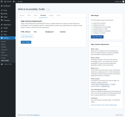Page screenshot: Settings &rarr; ARIA Toolkit &rarr; Contrast