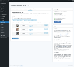 Page screenshot: Settings &rarr; ARIA Toolkit &rarr; Images