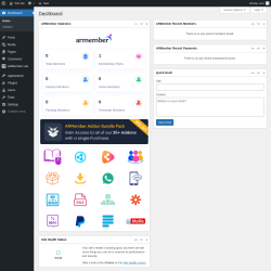 Page screenshot: Dashboard ‹ Test site — WordPress