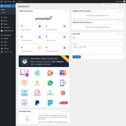Page screenshot: Dashboard ‹ Test site — WordPress