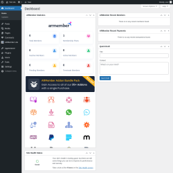 Page screenshot: Dashboard ‹ Test site — WordPress