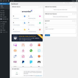 Page screenshot: Dashboard ‹ Test site — WordPress