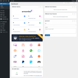 Page screenshot: Dashboard ‹ Test site — WordPress