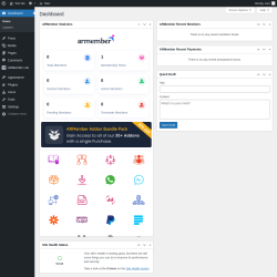 Page screenshot: Dashboard ‹ Test site — WordPress