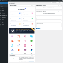 Page screenshot: Dashboard ‹ Test site — WordPress