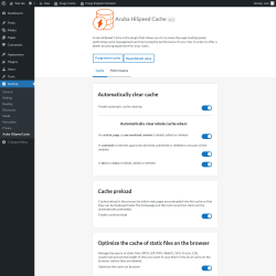 Page screenshot: Settings &rarr; Aruba HiSpeed Cache