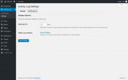 Page screenshot: Activity Log &rarr; Settings
