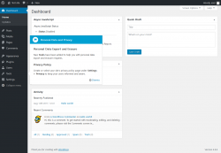 Page screenshot: Dashboard &lsaquo; Test site &mdash; WordPress