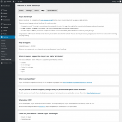 Page screenshot: Settings &rarr; Async JavaScript &rarr; Help