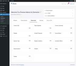 Page screenshot: aThemes Addons → Extensions