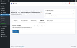 Page screenshot: aThemes Addons → Settings